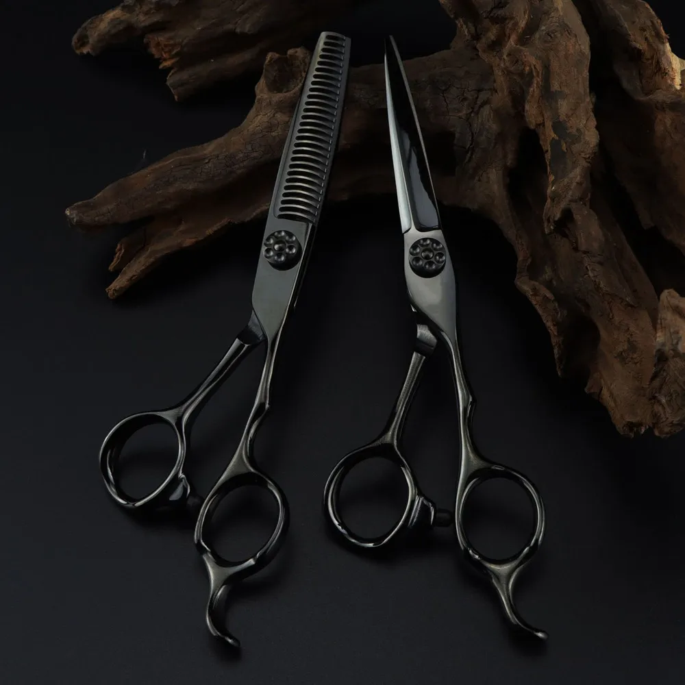 Professional JP440c steel 6 '' Black hair scissors haircut cut scissor thinning barber makas cutting shears hairdresser scissors