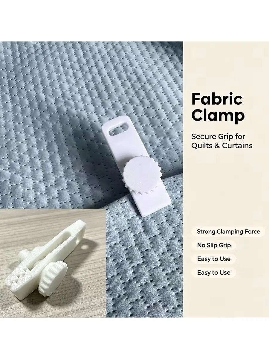 Threaded Anti-Slip Fabric Clips with Strong Holding Force, Non-Snagging Fabric Clips, Universal Fastening Clips for Home Textiles, Quilts, Curtains, Tablecloths, and Home Organization Accessories