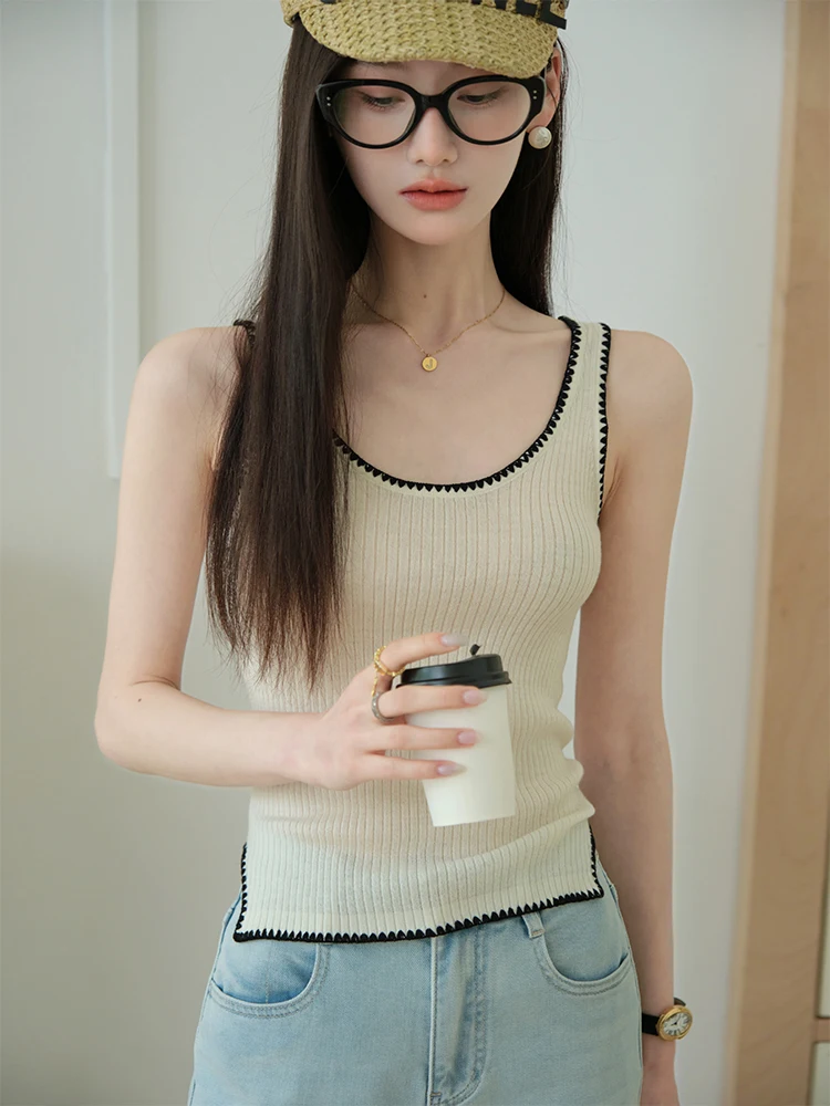 

Летняя верхняя одежда ChillCozy: Женский жилет с круглым вырезом и вышивкой, из смесовой шерсти, удобный, дышащий, для повседневной носки, модный.