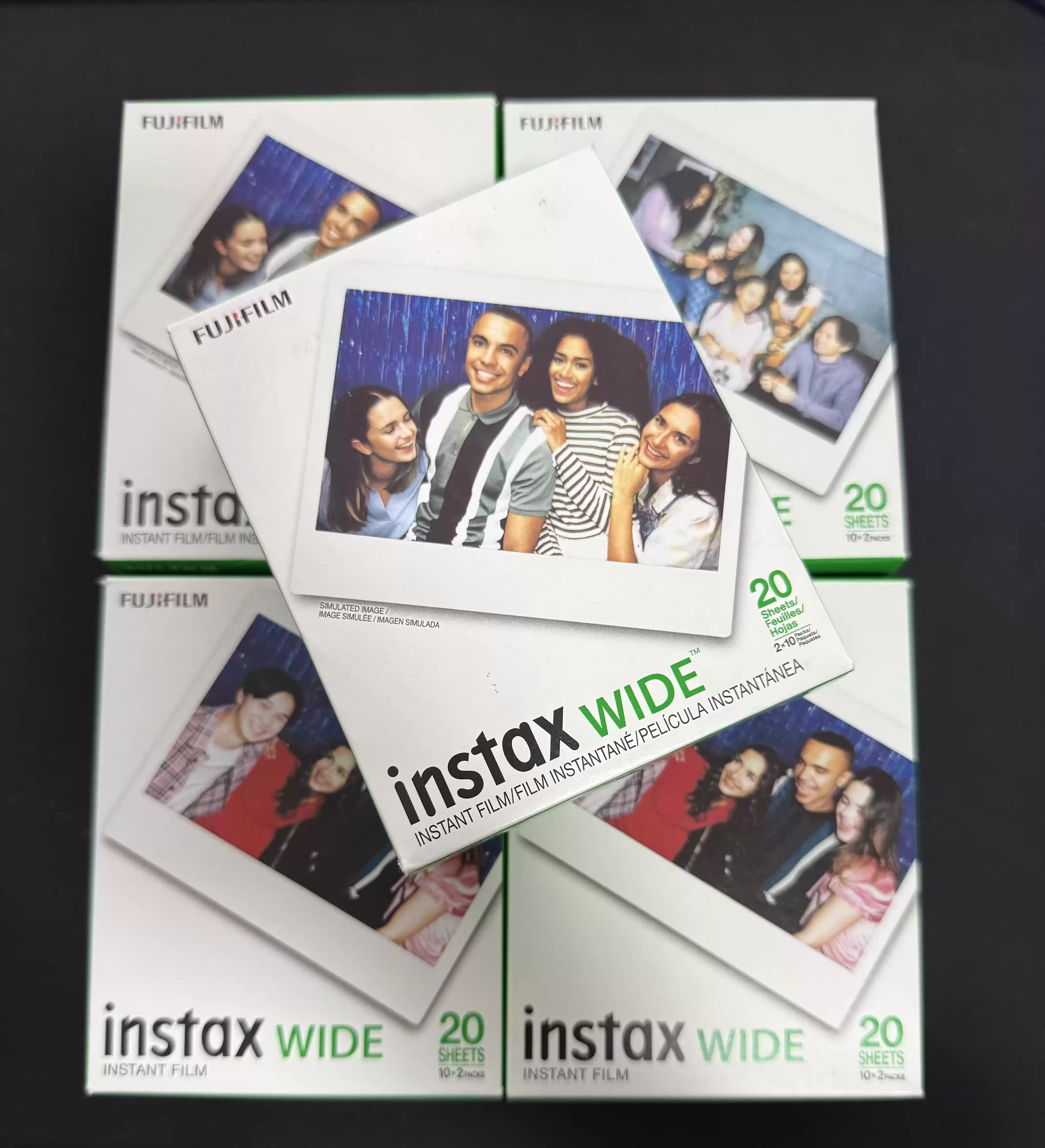 10/100 Hojas de Papel para Impresora Instantánea Fuji 210 300 400 Link Wide, Película Fujifilm Instax Wide con Borde Negro/Blanco