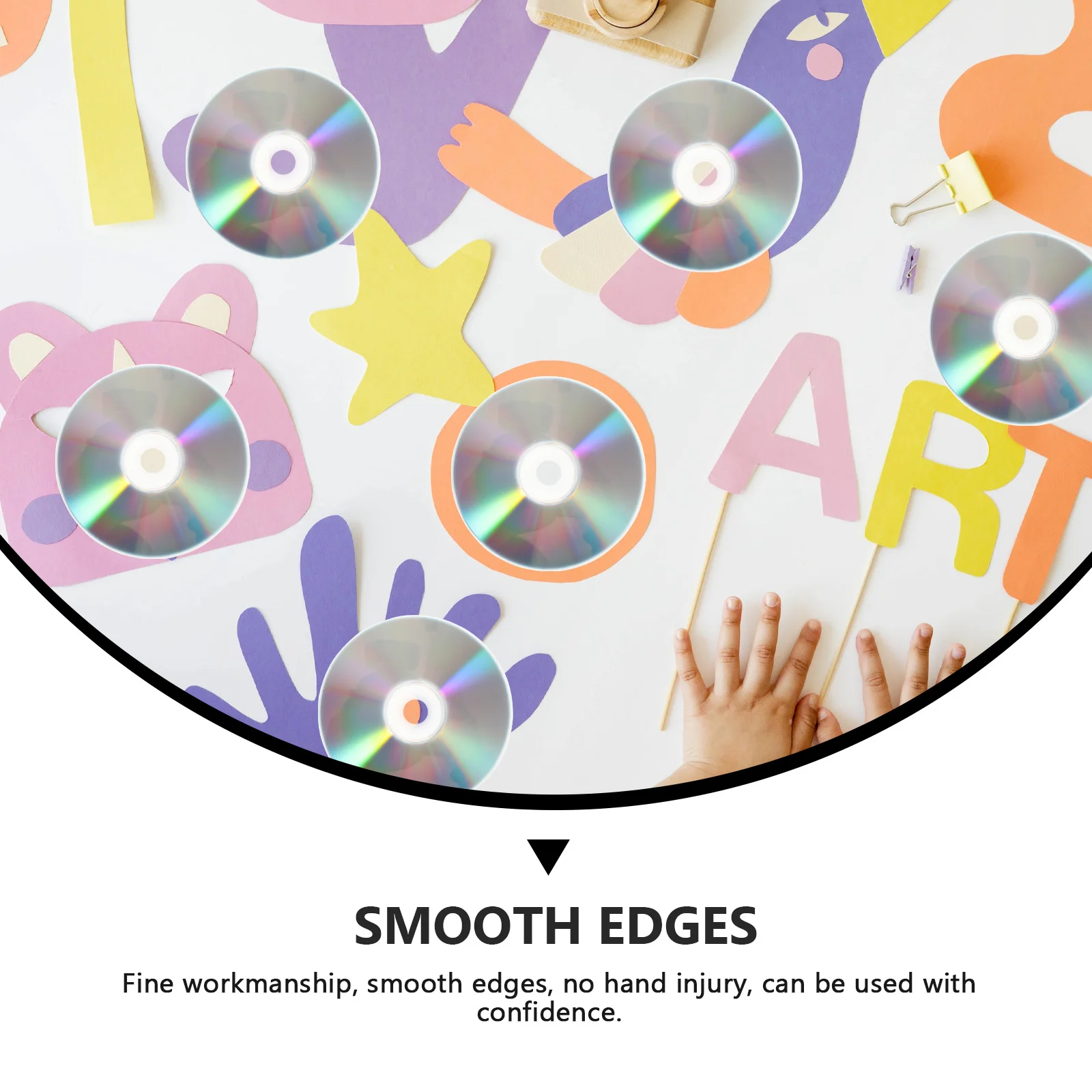 

50pcs Decorative Cd Discs Diy Handmade Early Education Safe Plastic Smooth Edges Creative Craft Supply Multifunctional