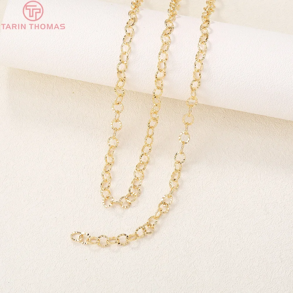 (4314)1 Meter Width 5.5MM Thickness 1MM 24K Gold Color Brass Round Necklace Chains High Quality Diy Jewelry Findings Accessories