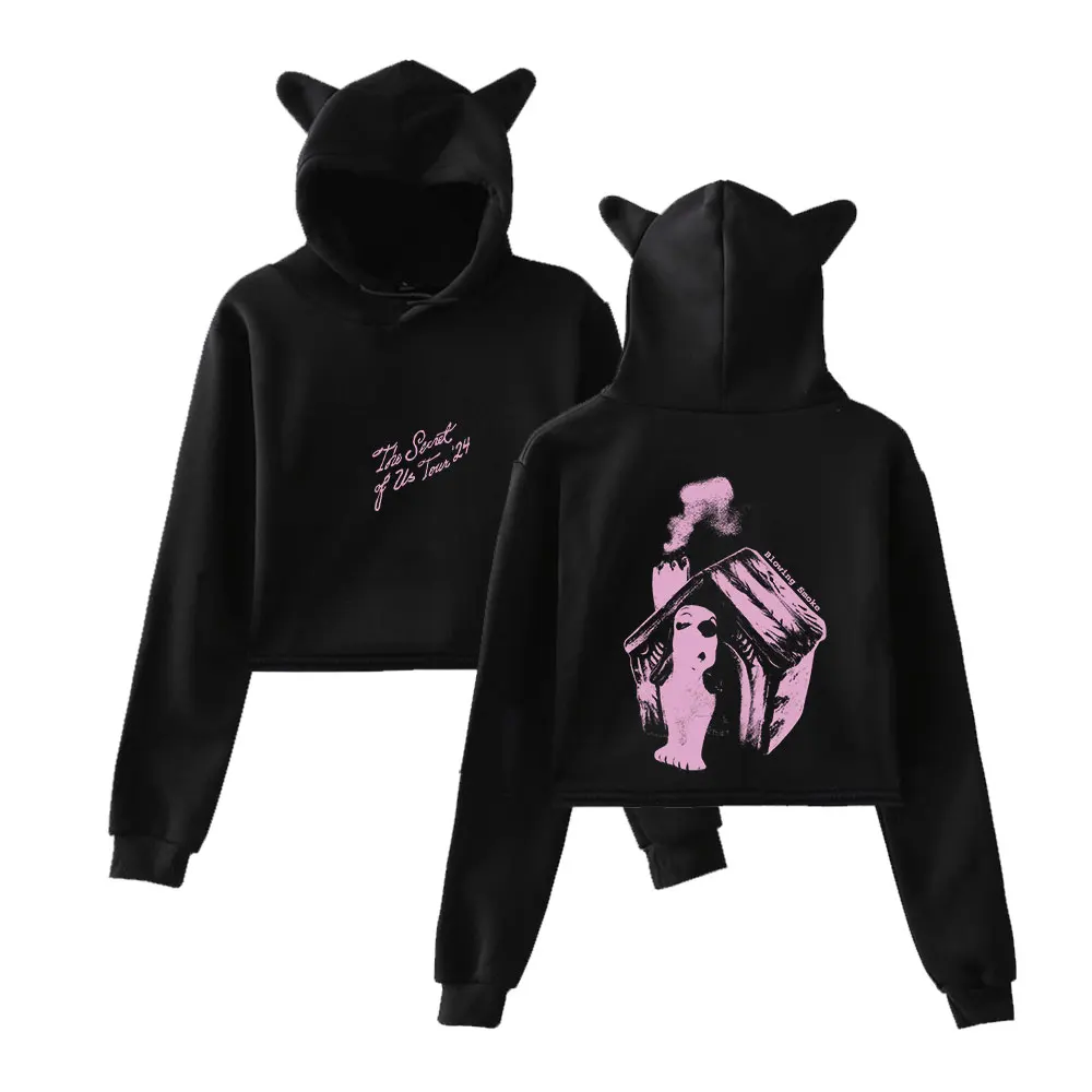 Gracie Abrams The Secret of Us Tour 24 Cat Ear Hoodie Women Long Sleeve Sweatshirts Casual Streetwear Crop Tops