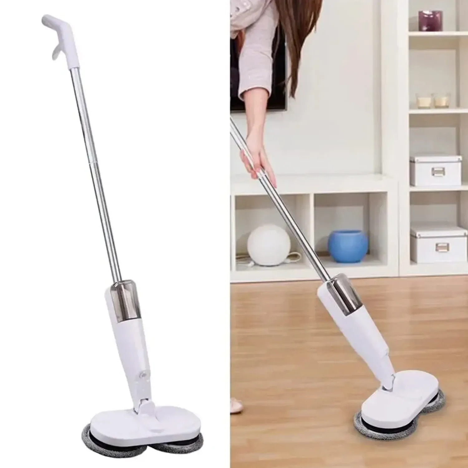 Wireless Electric Automatic Spin Mop Cleaner 2 in 1 Wet & Dry Home Cleaner Car Glass Ceiling Door Windows Floor Scrubber Machine