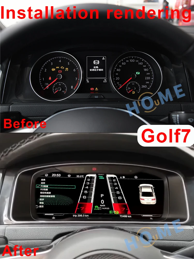 Car Instrument Cluster Speedometer Gauges Dashboard Panel LCD Monitor Miles For Volkswagen Golf 7 R Golf7 MK7 GTi Passat B8 CC