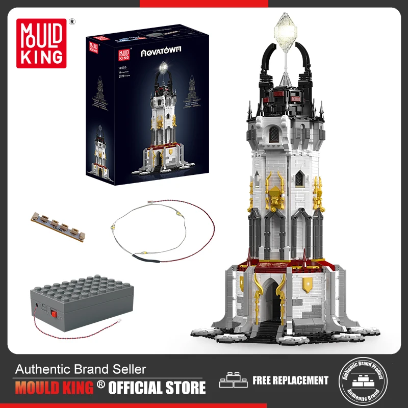 

Mould King 16055 Medieval Building Block The MOC Lighthouse with Led Parts Model European Century Toys Kids Christmas Gifts