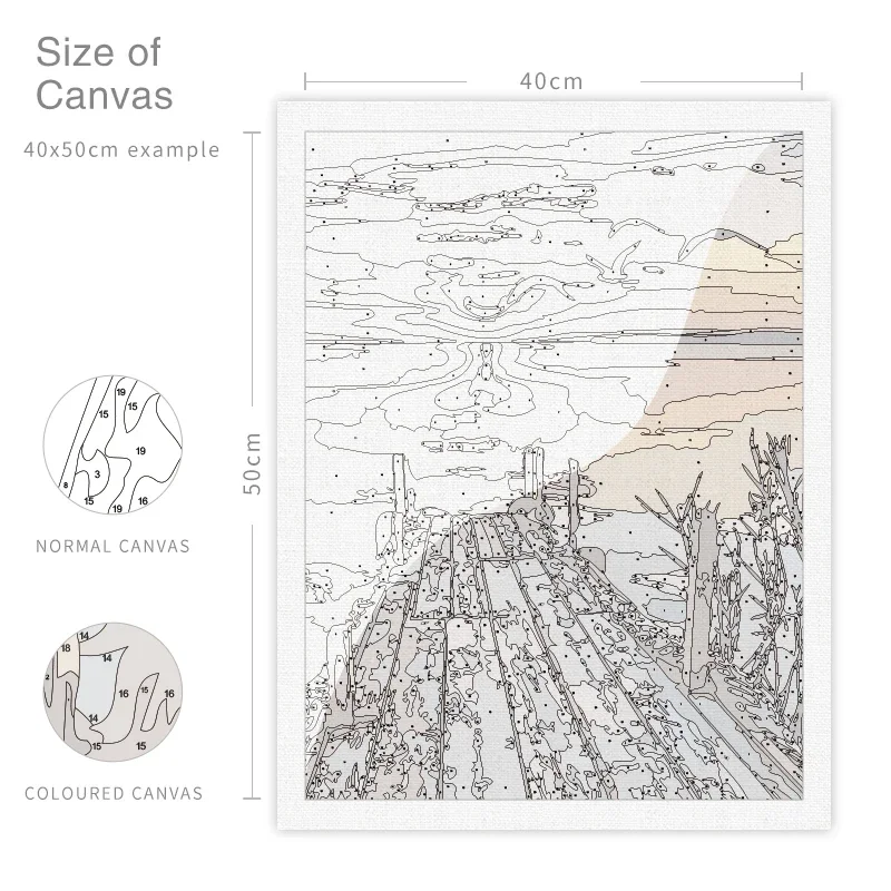 Dipingi con i numeri Paesaggio di fiume e alberi Immagini fai-da-te per i numeri Kit Disegno su tela Regalo dipinto a mano Decorazioni per la casa