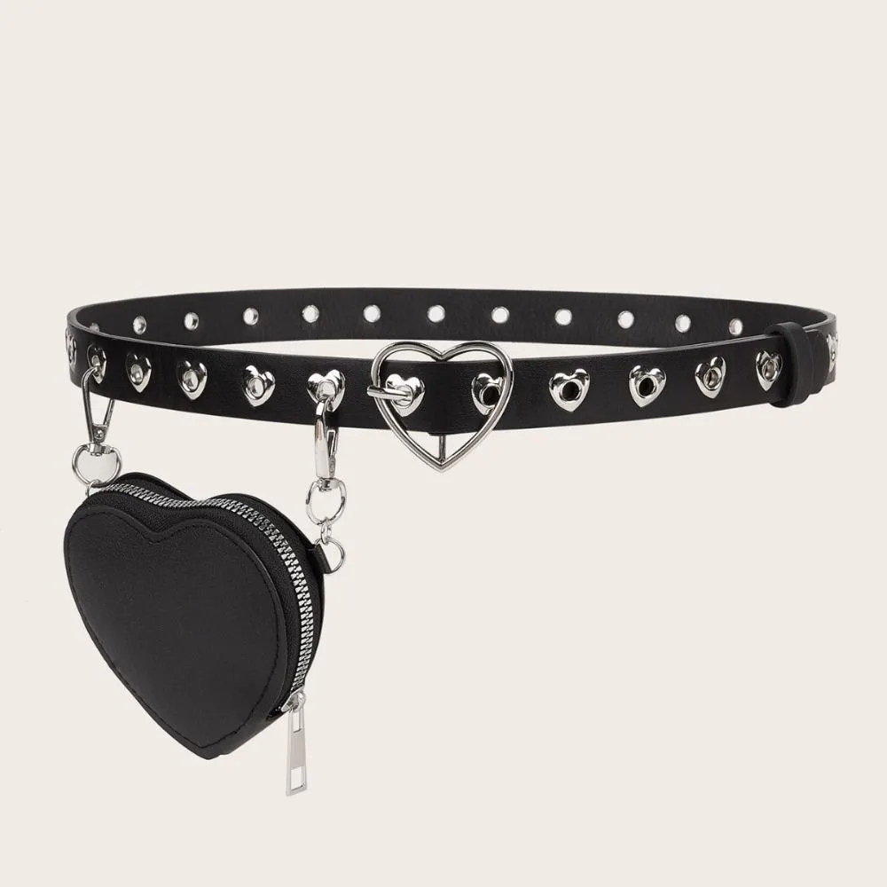 

Fashion PU Mini Love Belt Concave Shape Detachable Belt Decoration Bag Heart Buckle Small Waist Bag Women