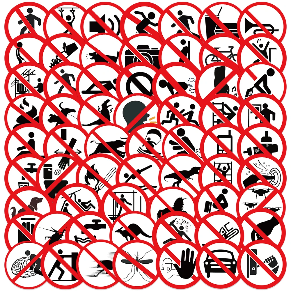 62 Pieces of Fun Warning Stickers for Luggage, Notebooks, Guitars, Skateboards, and Waterproof PVC Graffiti Stickers