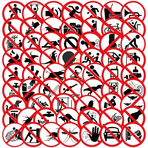 Bilashmart 62 Pieces of Fun Warning Stickers for Luggage, Notebooks, Guitars, Skateboards, and Waterproof PVC Graffiti Stickers