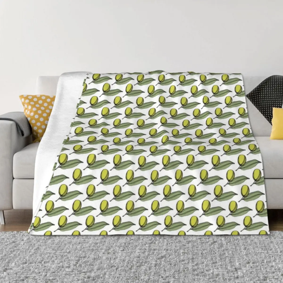 

Green Olives With Leaves Throw Blanket funny gift cosplay anime warm winter Softest Blankets