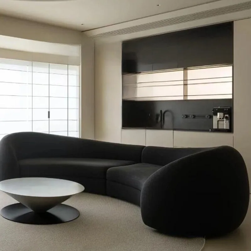 

Italian minimalist surrounded by big bear sofa living room hotel villa fabric sofa light luxury high-end curved sofa