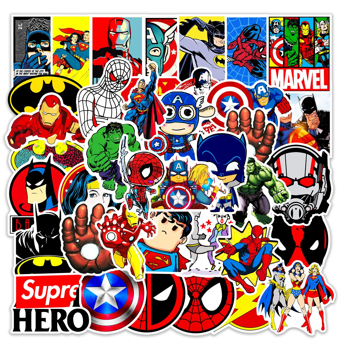 

50pcs marvel Avengers stickers waterproof cartoon decals for laptop phone case skateboard luggage water bottle bicycle Kids toy