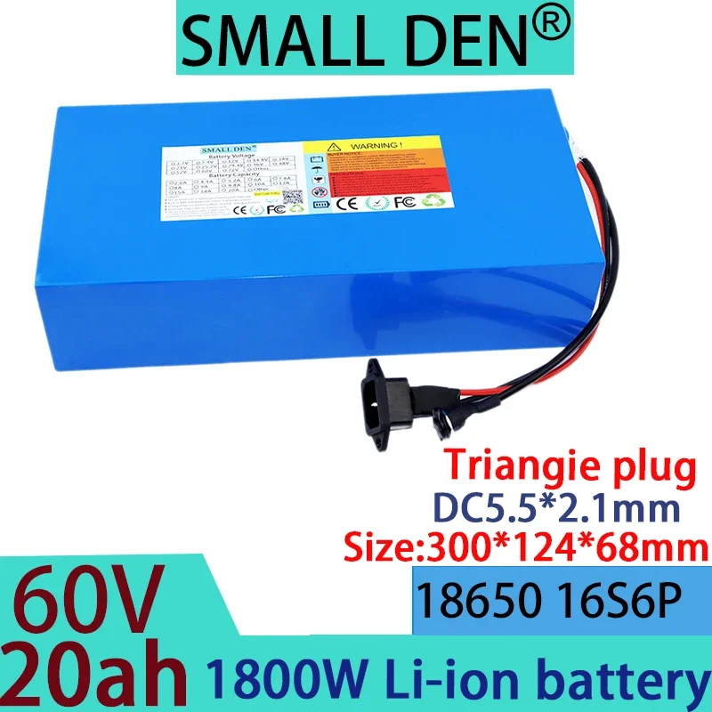 60V 20ah brand 18650 16S6P new original 1500W-1800W lithium battery, off-road vehicle electric motorcycle+67.2V 2A 3A charger