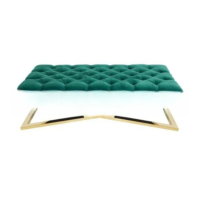 

Simple postmodern stainless steel shoe changing stool furniture bedroom soft bag metal square stool