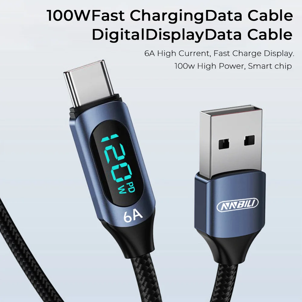 NNBILI 120 واط USB نوع C كابل لهواوي الشرف Xiaomi سامسونج 100 واط سوبر شحن شحن سريع USB C إلى USB C كابل بيانات سلك الحبل