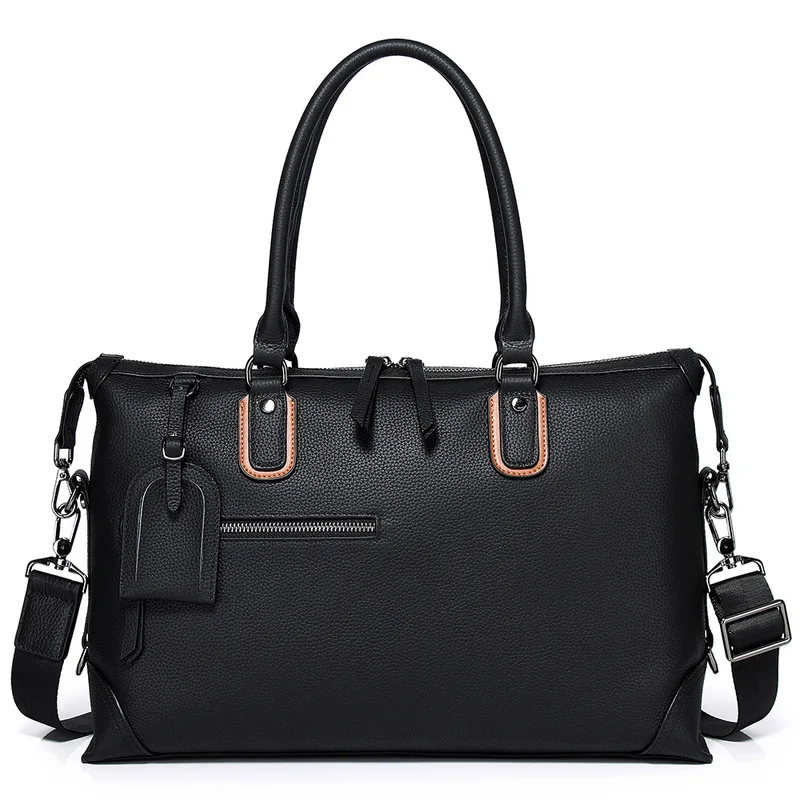 New Top Grain Leather Men's Commuter Handbag Large Capacity Business Tote Bag for Daily Work Travel