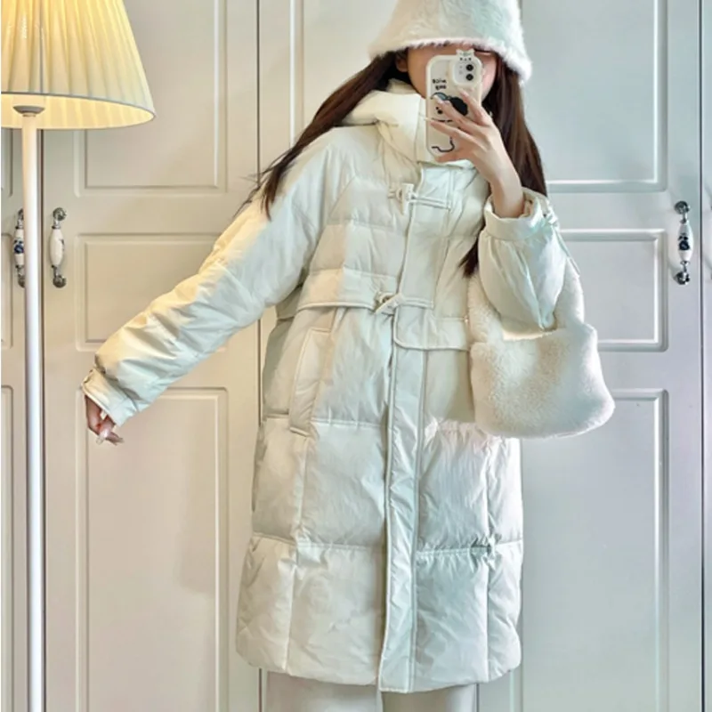 Doudoune à capuche mi-longue pour femme, pardessus femme, vêtements d'extérieur chauds, version Parkas adt optics, loisirs, hiver, nouveau, 2023