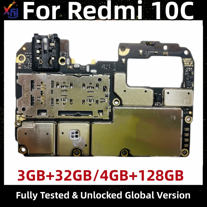 

Motherboard MB for Xiaomi Redmi 10C, Unlocked Main Circuit Board, 32GB, 128GB ROM, 220333QAG, Global Version