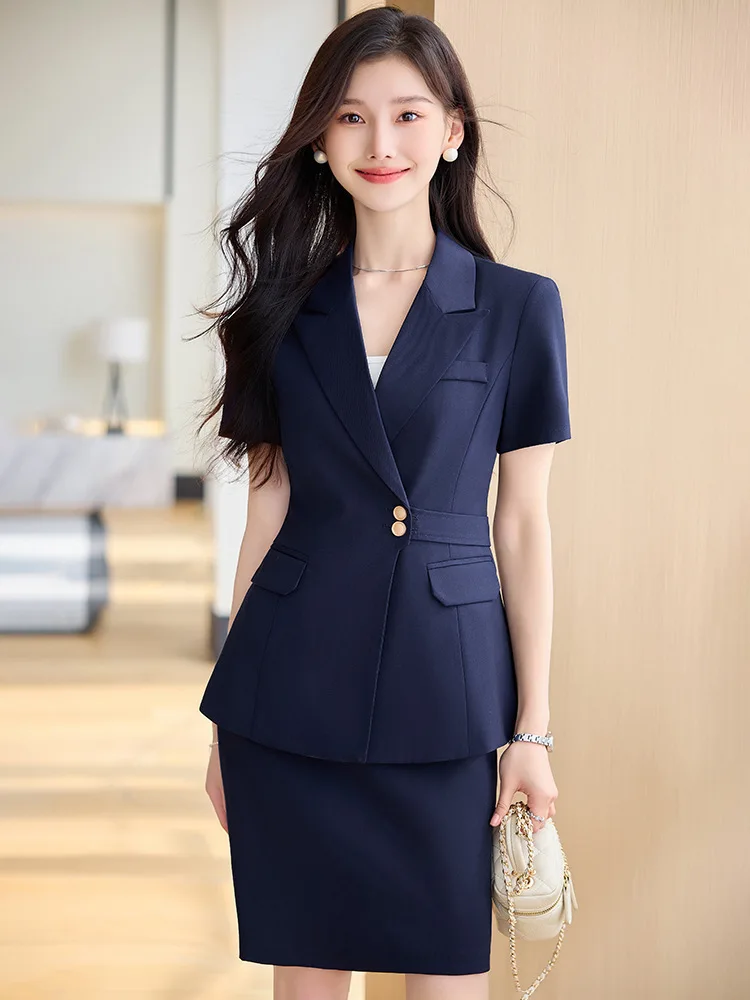 Women's short-sleeved summer suit, professional and elegant, goddess style, suitable for medical beauty, hotel reception, and je