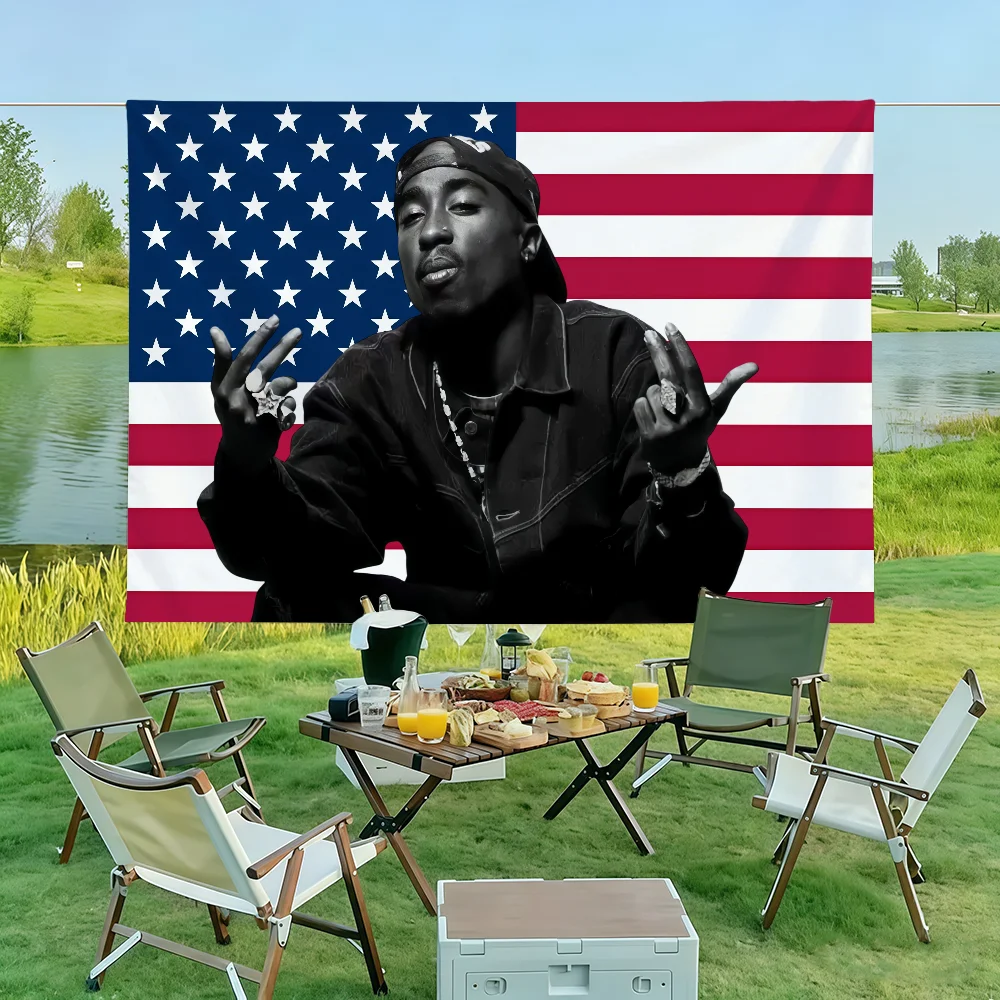 Singer T-tupac Shakur 2Pac Flag Wall Decorations Home Decor Suitable For Living Rooms Bedrooms Dormitories Parties And Holidays