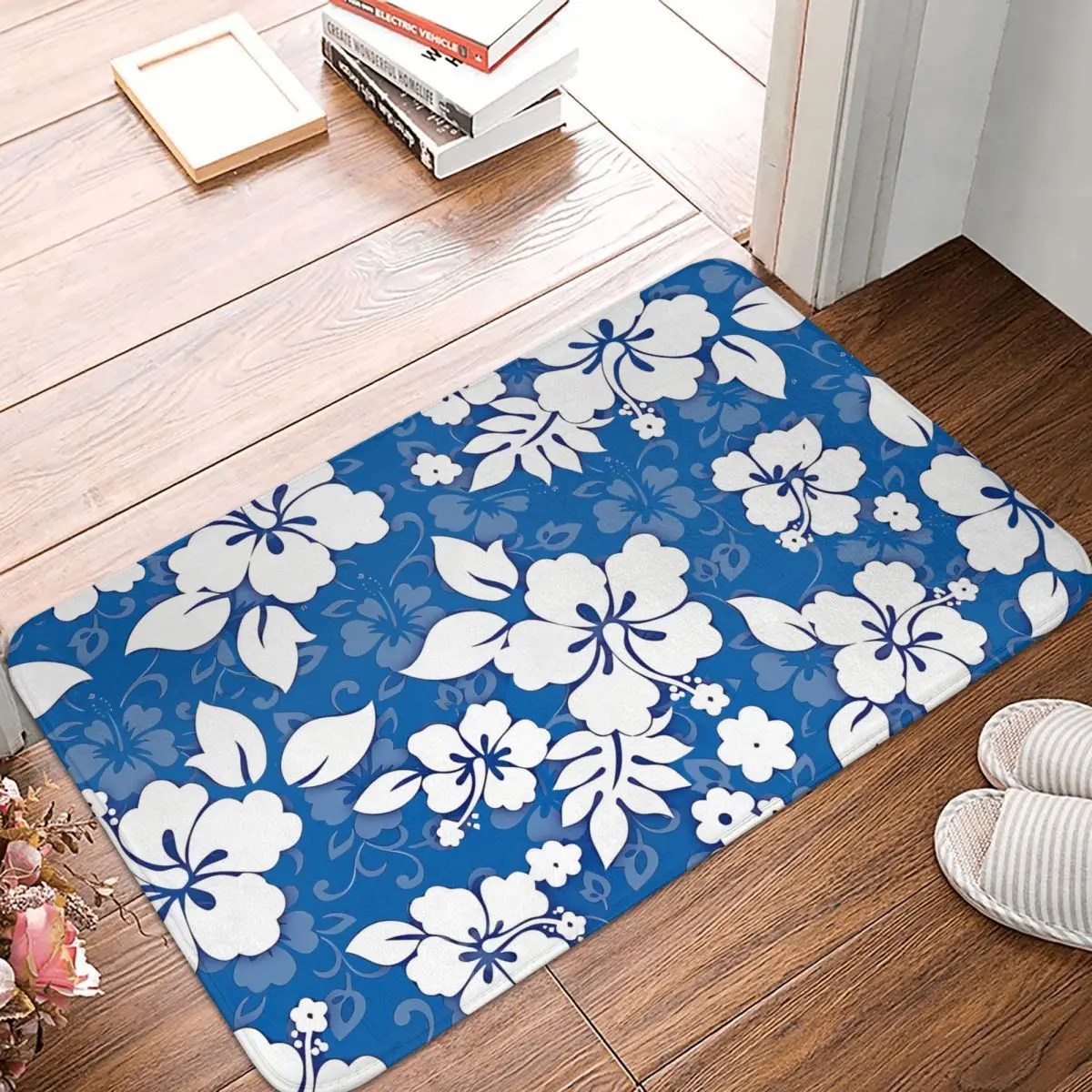 

Hibiscus Bathroom Mat Hawaiian Motif Doormat Living Room Carpet Balcony Rug Home Decor