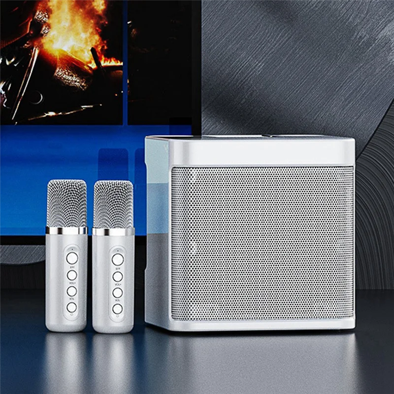 KD-203 مجموعة كاريوكي مكبر صوت كاريوكي سماعة لاسلكية تعمل بالبلوتوث ميكروفون مزدوج مكبر صوت آلة الميكروفون
