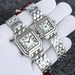 Luxury New Womens Lady Girl Watch Gold Silver Steel Female Ladies Quartz Square Watches with Diamond Sapphire Glass