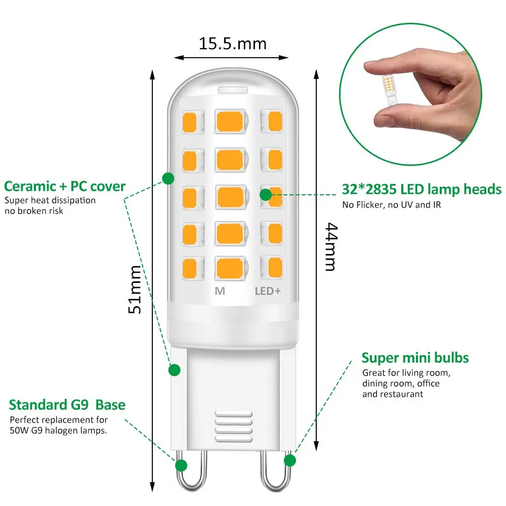 G9 led bulb 3W 5W 9W 220V G9 led lamp SMD2835 G9 LED Corn light warm white spotlight Replace 30W  50W  80W halogen light