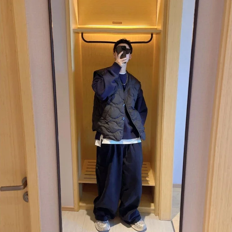 

Unisex Winter Vest Blazer Loose V Neck Cotton Outerwear for Couples Cozy Stylish Everyday Wear