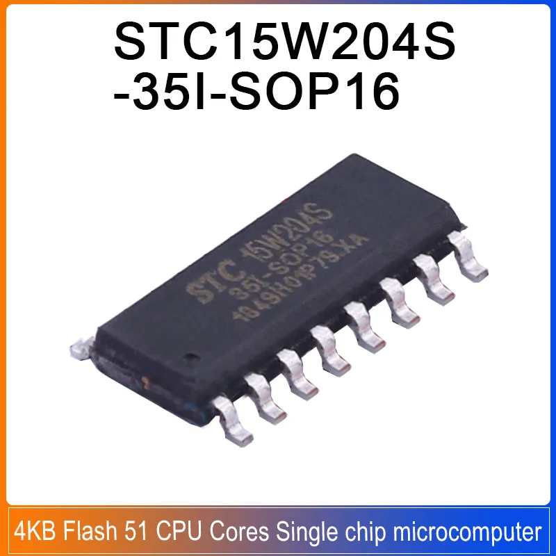 

10-50PCS STC15W204S-35I-SOP16 SOP16 STC15W204S 35I 4KB Flash 51 CPU Cores Single chip microcomputer