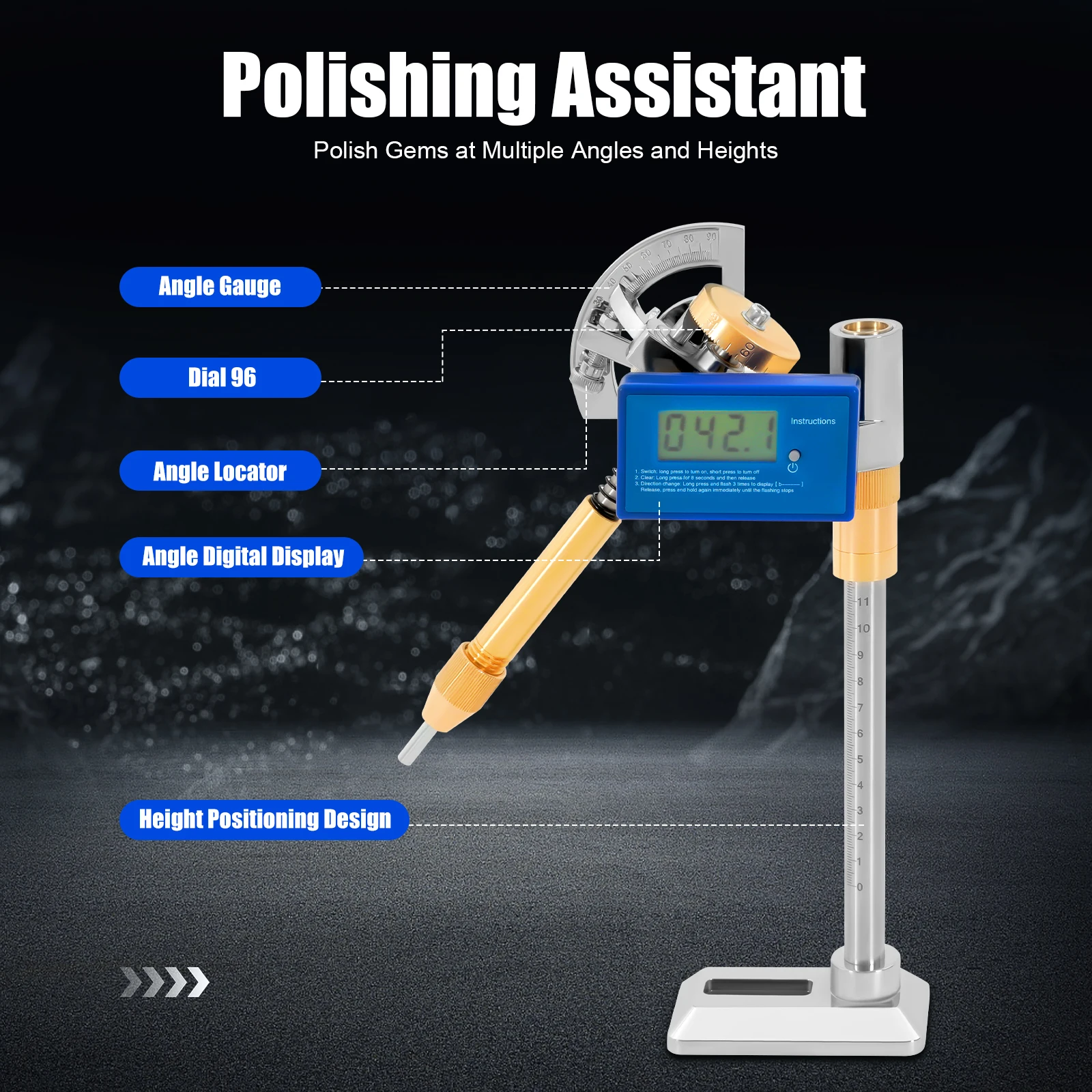 

Digital Display Angle Manipulator, Gem Grinding Faceted Manipulator Efficient Tool, Jade Grinding Faceted Manipulator 110-240V