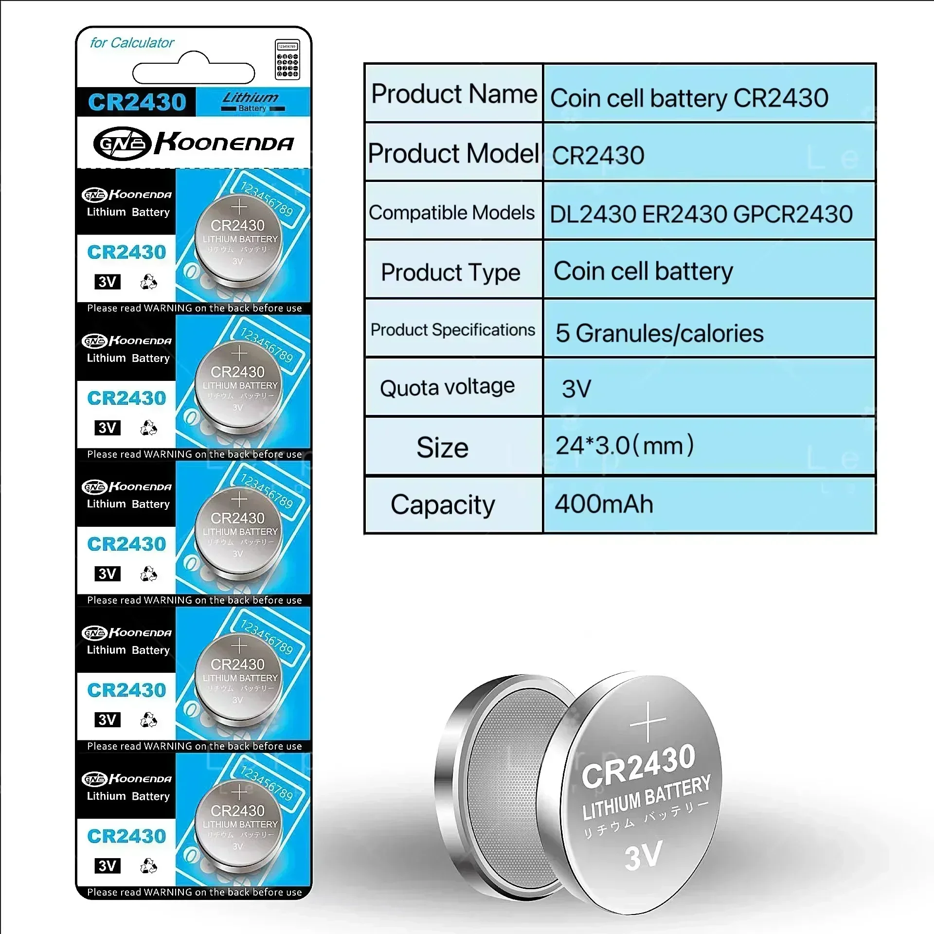 

High quality button battery, 3V CR2430 applyto Toy remote control, electronics, lithium battery
