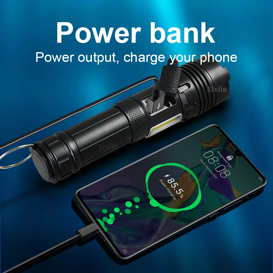 100000000LM Super Powerful Flashlight USB Rechargeable LED Flashlights Military Tactical Flashlight Zoomable Lantern Waterproof