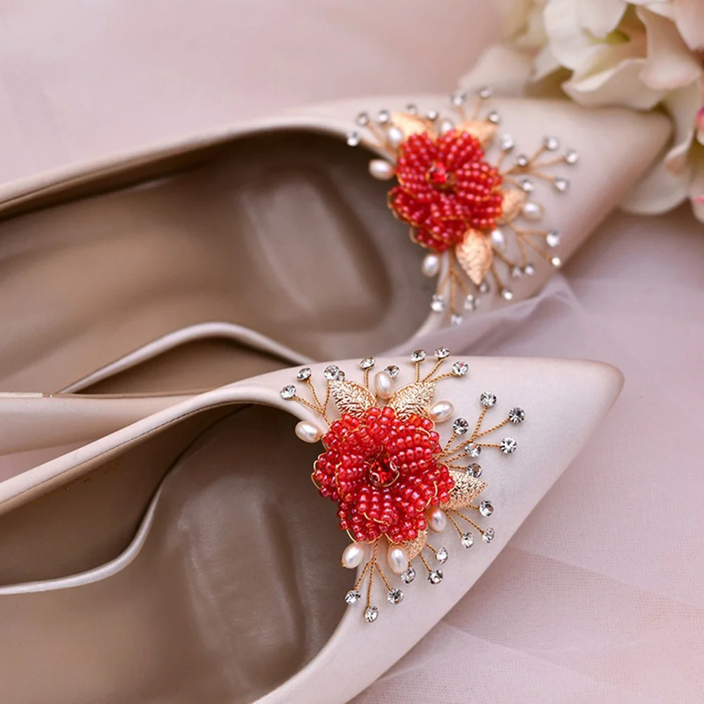 

2 Pcs Alloy Shoe Clips Diamond Decorations Women's Heel Flat Sandal Accessories Shoe Charms for Clutch Hat Purse Bridal Gifts
