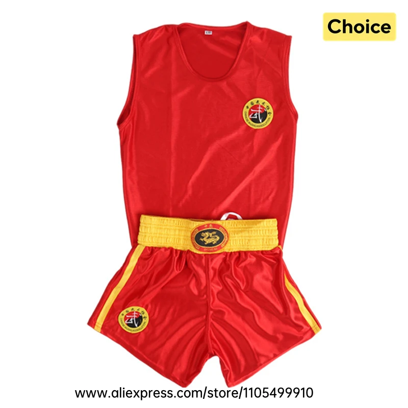 Muay Thai Boxshorts und Shirt Set Atmungsaktive Sanda Wushu Kampfkunst Kungfu Kleidung MMA Kickboxen Sparring Kampfuniform