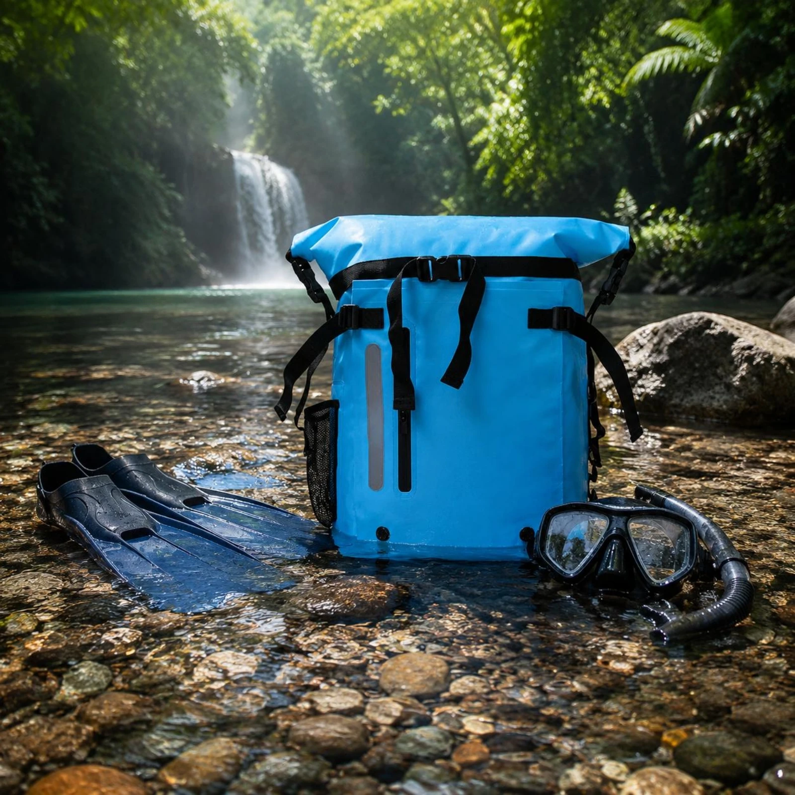 

35 L Snorkel Gear Bag Long-Lasting Floating Dry Backpack Dry Bag Backpack Heavy Duty Waterproof Rucksack Heat-sealedWelded Seams