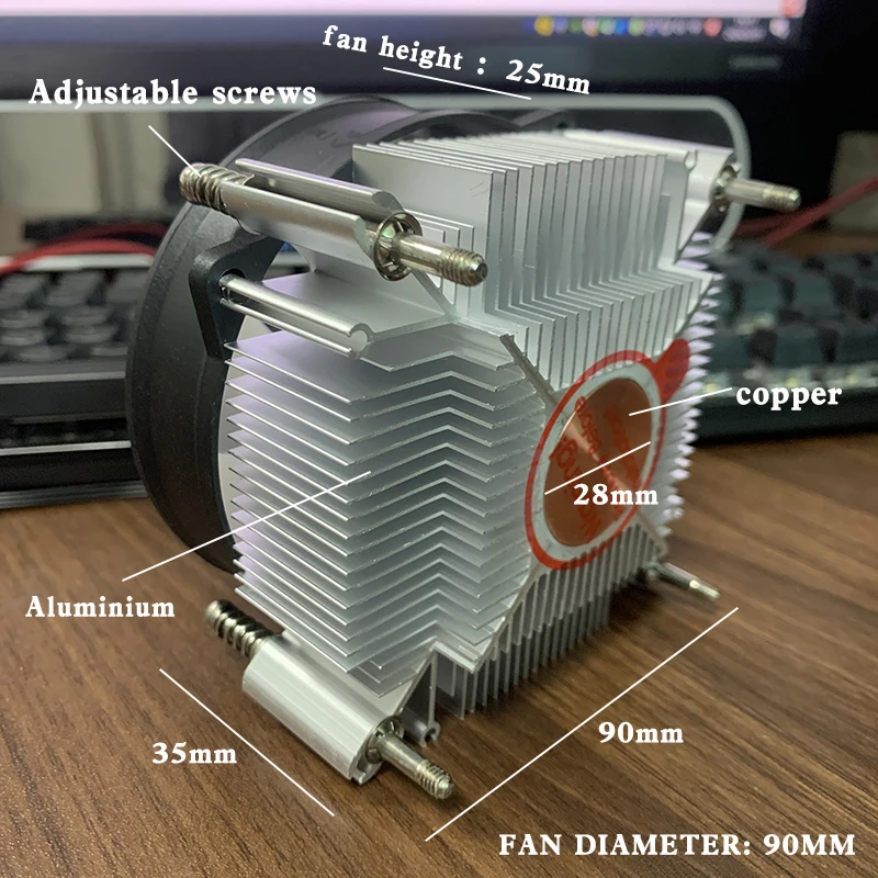 RGB CPU Air Cooler 4PIN PWM Copper Core 90MM PC Processors Cooling Fan for Intel 115X/1700/1200/1366/2011/2011-3/X99/X79