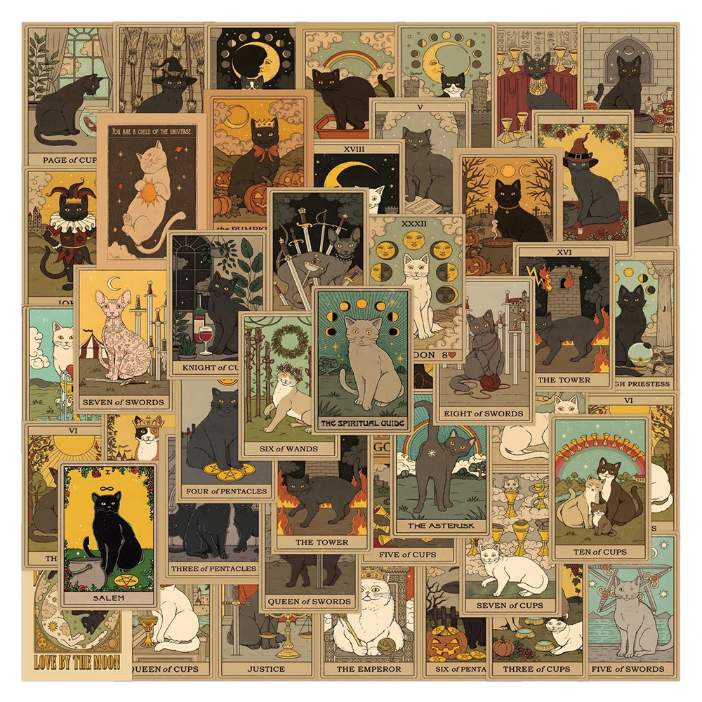 10/30/50/120 قطعة الرجعية القط التارو ملصقات الكرتون القوطية الشارات لزجاجة ماء الهاتف المحمول سكيت الفينيل ملصق مضاد للمياه #3