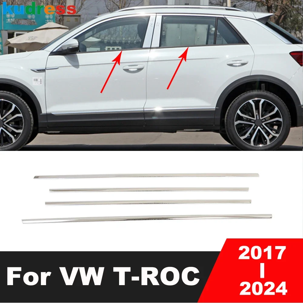 

Для Volkswagen для VW T-ROC TROC 2017-2023 2024, стальная нижняя оконная рама, накладка на порог, молдинговая полоса, автомобильные аксессуары