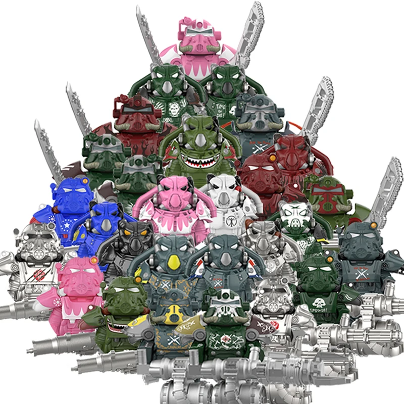 

2025 NEW 8pcs T51 fallouted Mecha Skin Edition​Knights Bracket Model Figures Weapons Robots Mecha Building Blocks Bricks Toy