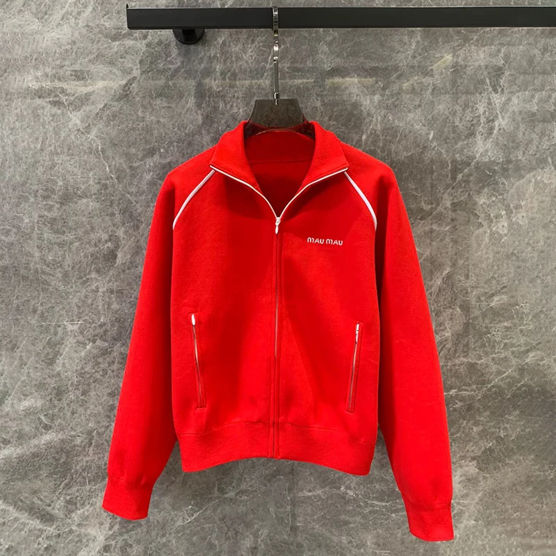 Rotes Reißverschluss-Sweatshirt Jaet Casual School Sle Girl's Faion Oberbekleidung Offene Strickjacke Long Sve Loose Fit für Damen