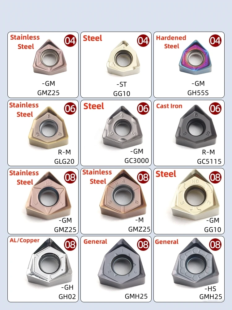 10PCS WNMU040304  WNMU040308 WNMU060408 WNMU080608 Fast Feed Milling Turning Tools Carbide Inserts CNC Lathe Cutter Cutting