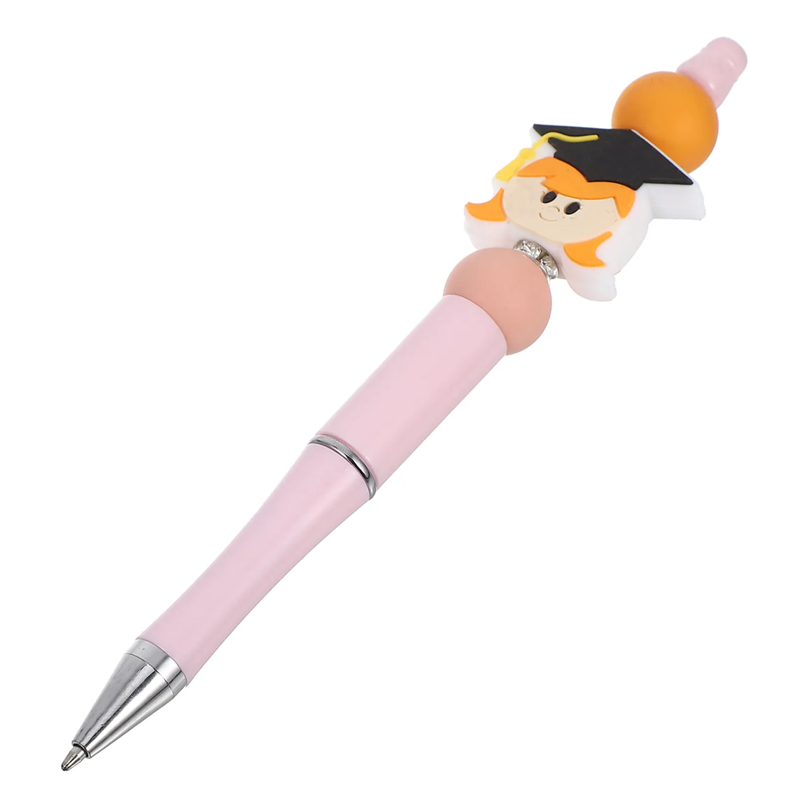 

Изысканная шариковая ручка с бисером в форме выпускной шапочки, элегантная отделка бисером, плавное и надежное письмо, удобный силиконовый ABS-корпус