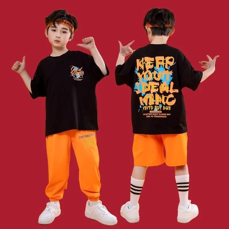 

Children's street dance set, handsome boy hip-hop fashion suit, girl jazz dance hiphop performance suit, stage