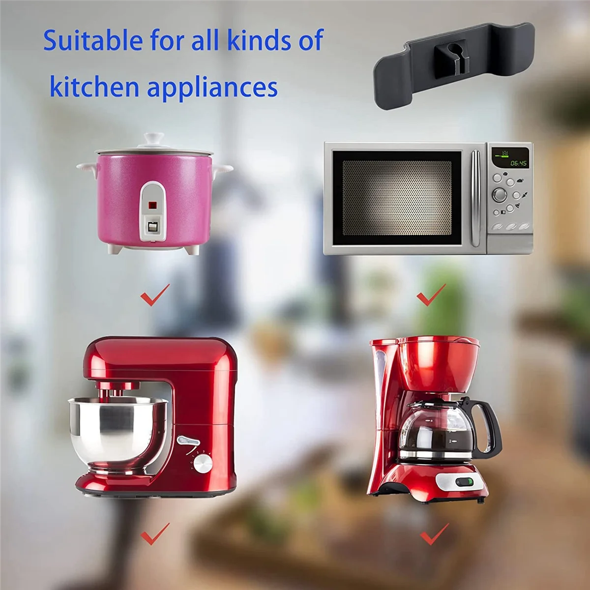 B83B-8 Pack Cord Organizer For Appliances,Cord Wrapper Kitchen Mixer Cable Wrap Wire Storage Attachment Black