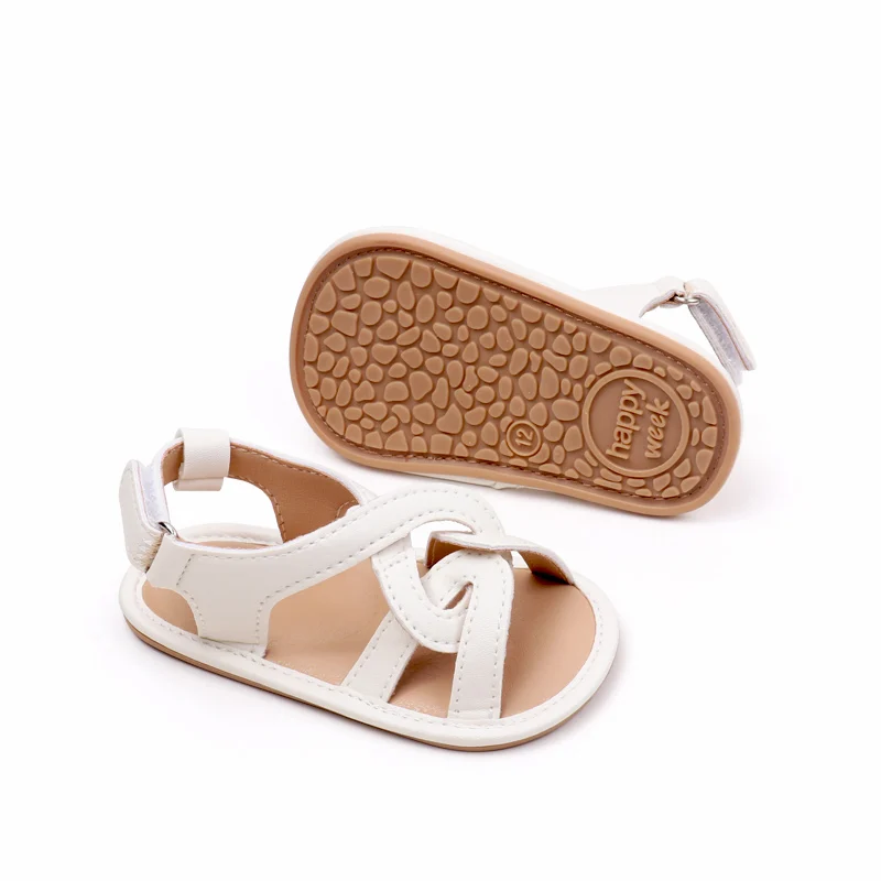 Sandalias de verano antideslizantes para niñas pequeñas, zapatos cruzados de Color sólido con suela de goma, novedad de 2024