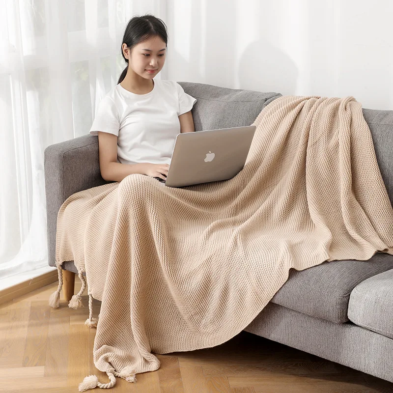 Blanket INS Thicker Coarse Wool Knitted Blanket Sofa Blanket B&B Bed End Blanket Office Nap Blanket Knitted Cover Blanket Fluffy