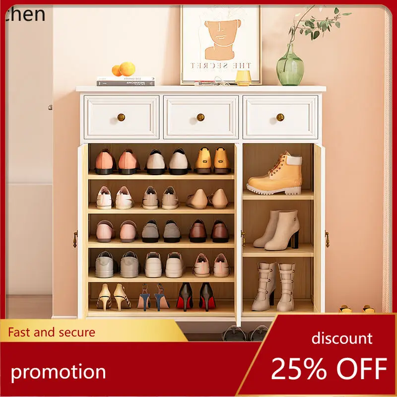 ZML Integrated Shoe Cabinet   Large Capacity Entryway Cabinet Solid Wood Storage Economical Multi-layer Entryway Storage Cabinet