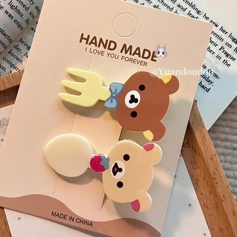 New Kawaii Cartoon Rilakkuma Hairpin Bangs Clip Bb Clip Sweet Headwear Hair Accessories Ins Cute Toys Christmas Gift For Girls